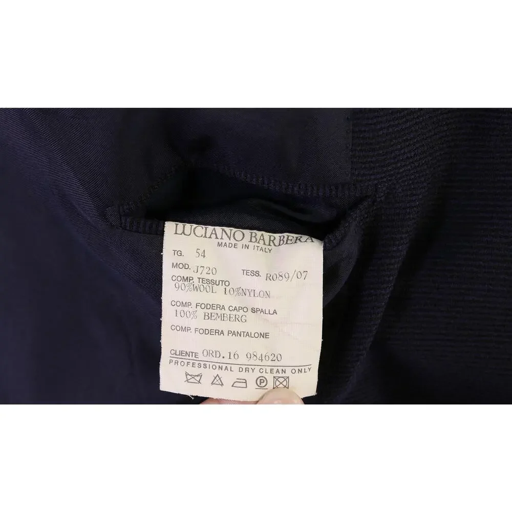 Luciano Barbera Navy Blue Knit Woven Wool 2-Btn Sportcoat Blazer 44L